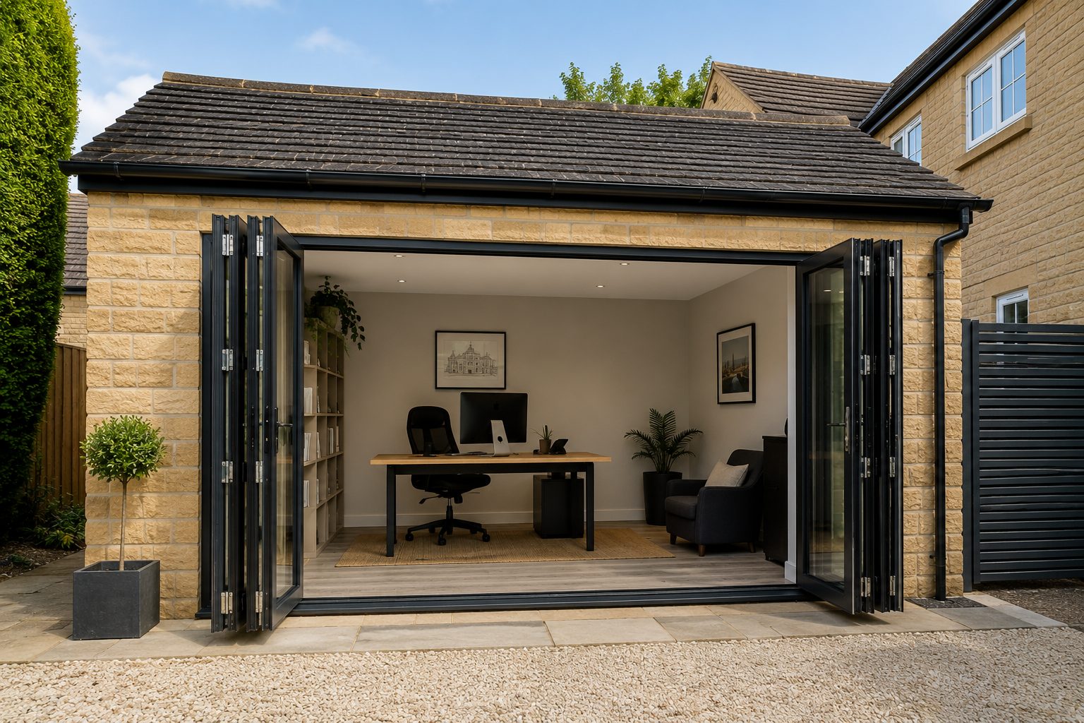 Integral garage converted to a home office in Corby