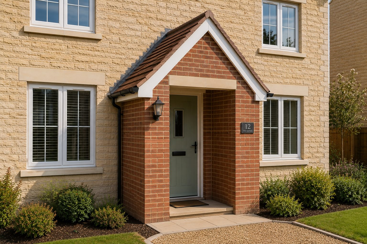 Brick porch with tiled roof on an Uppingham home